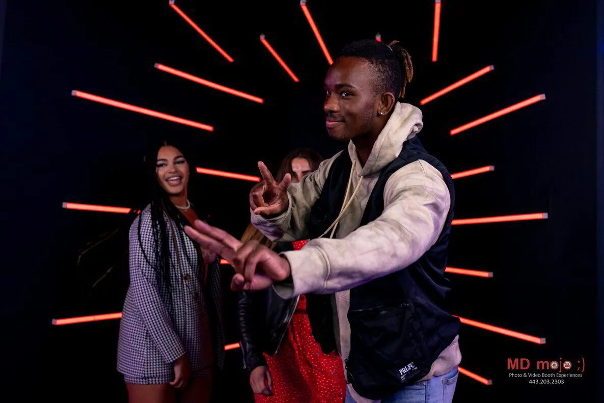 Vogue photo booth with customizable LED backdrop