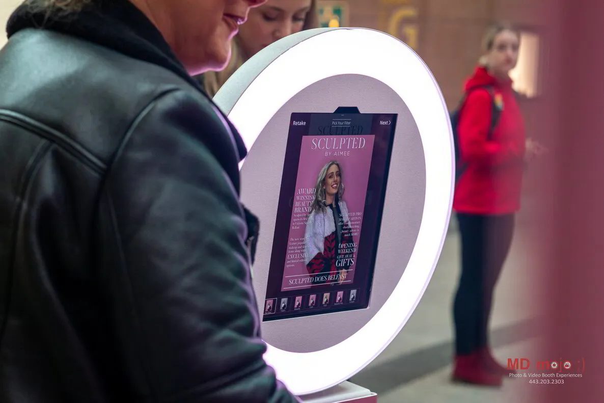 A custom-branded MD Mojo activation booth
