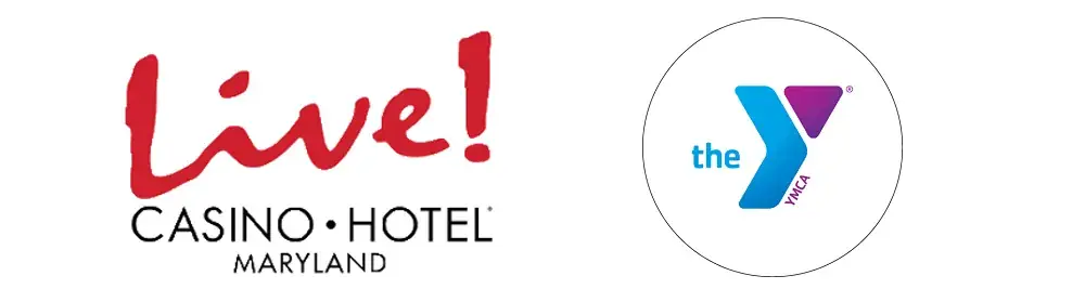 Logos of Live! Casino & Hotel Maryland and the YMCA