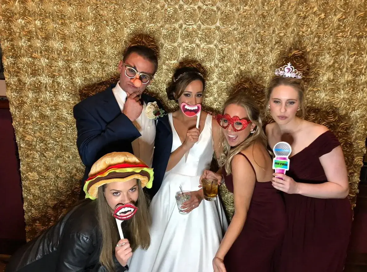 Bride and groom at a Maryland wedding photo booth