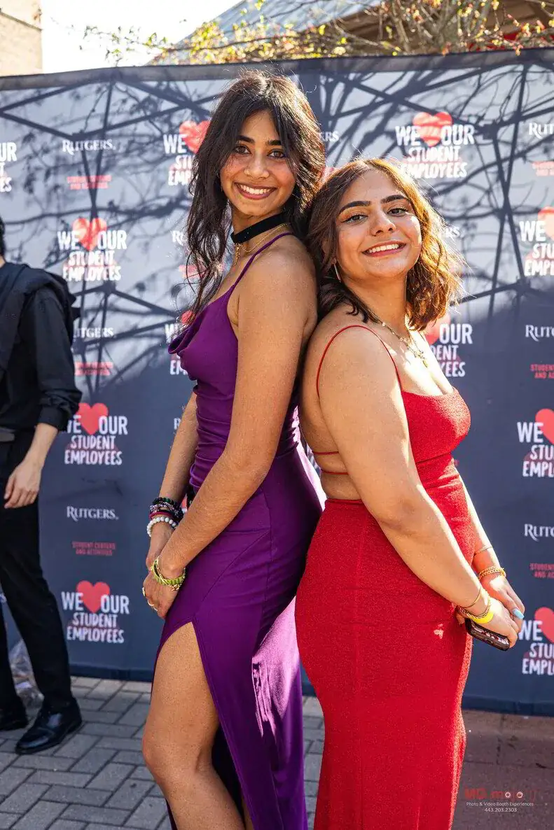 Guests posing on the 360 photo booth