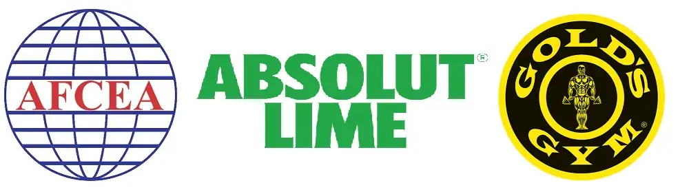 Logos of AFCEA, Absolut Lime and Gold's Gym
